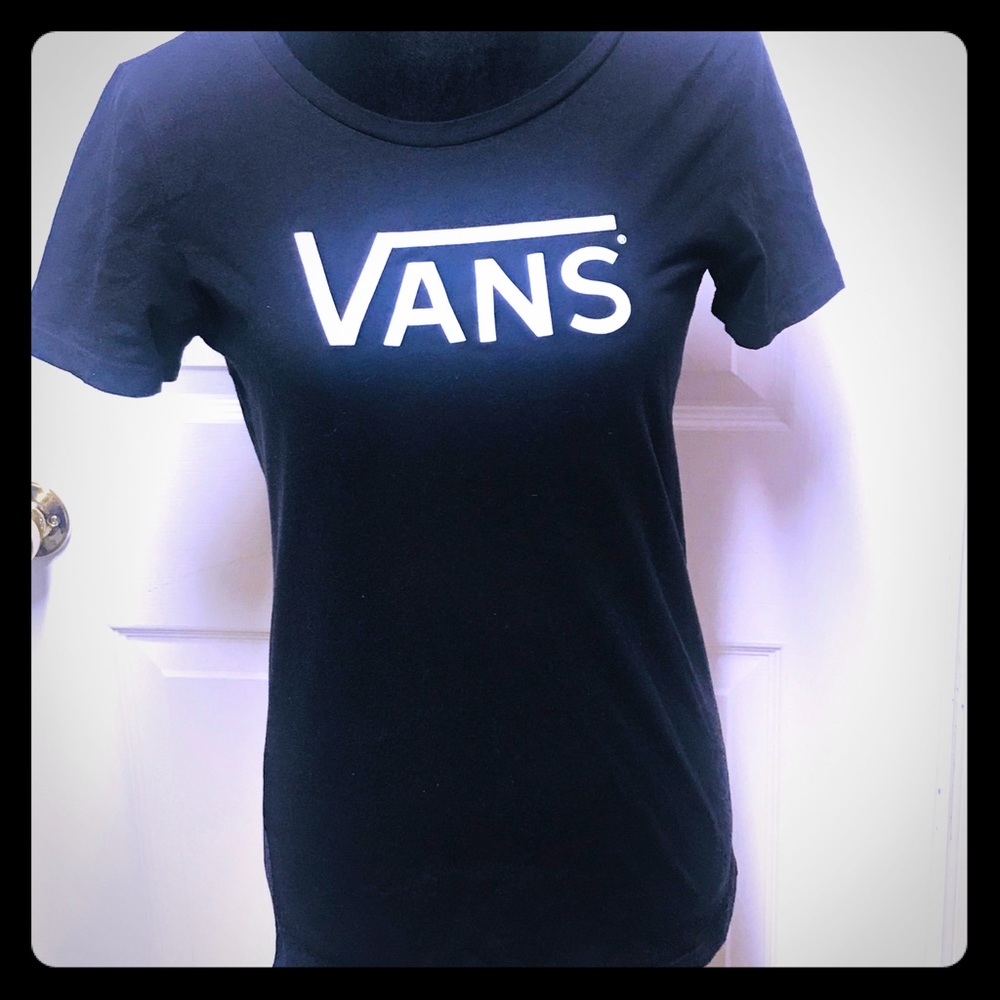 Black Vans slim fitted T-shirt Size Large-Juniors